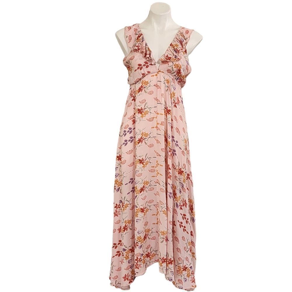 Jaase Maxi Dress S pink floral sleeveless open back